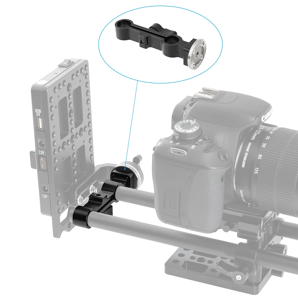 KIMRIG 15Mm Đôi Thanh Kẹp Có M6 ARRI Phong Cách Dây Gắn 15Mm Cần Kẹp Arri Rosetter Khóa Phối Ren lỗ Cho Studio Ảnh