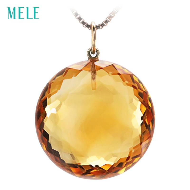 18K Gold Topaz Pendant Amethyst Pendant Blue Crystal Pendant Pink Crystal Green Crystal Pendant Aimple Fashion Women's Jewelry