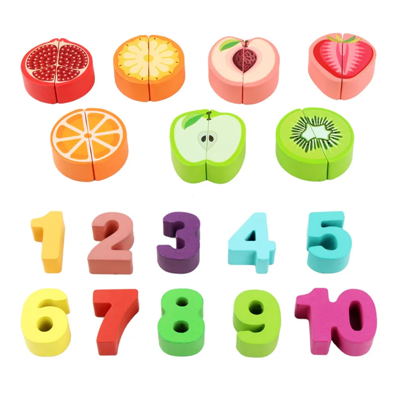 Montessori Early Childhood Education Instructions Fruit Cheshire Digital Shape Paired Building Block Toys