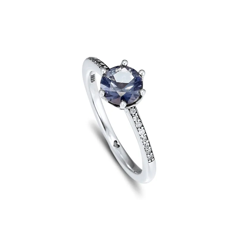 

Winter Blue CZ Sparkling Crown Rings for Women Fashion 925 Sterling Silver Jewelry Female Rings Crystal Accessories Girls Rings