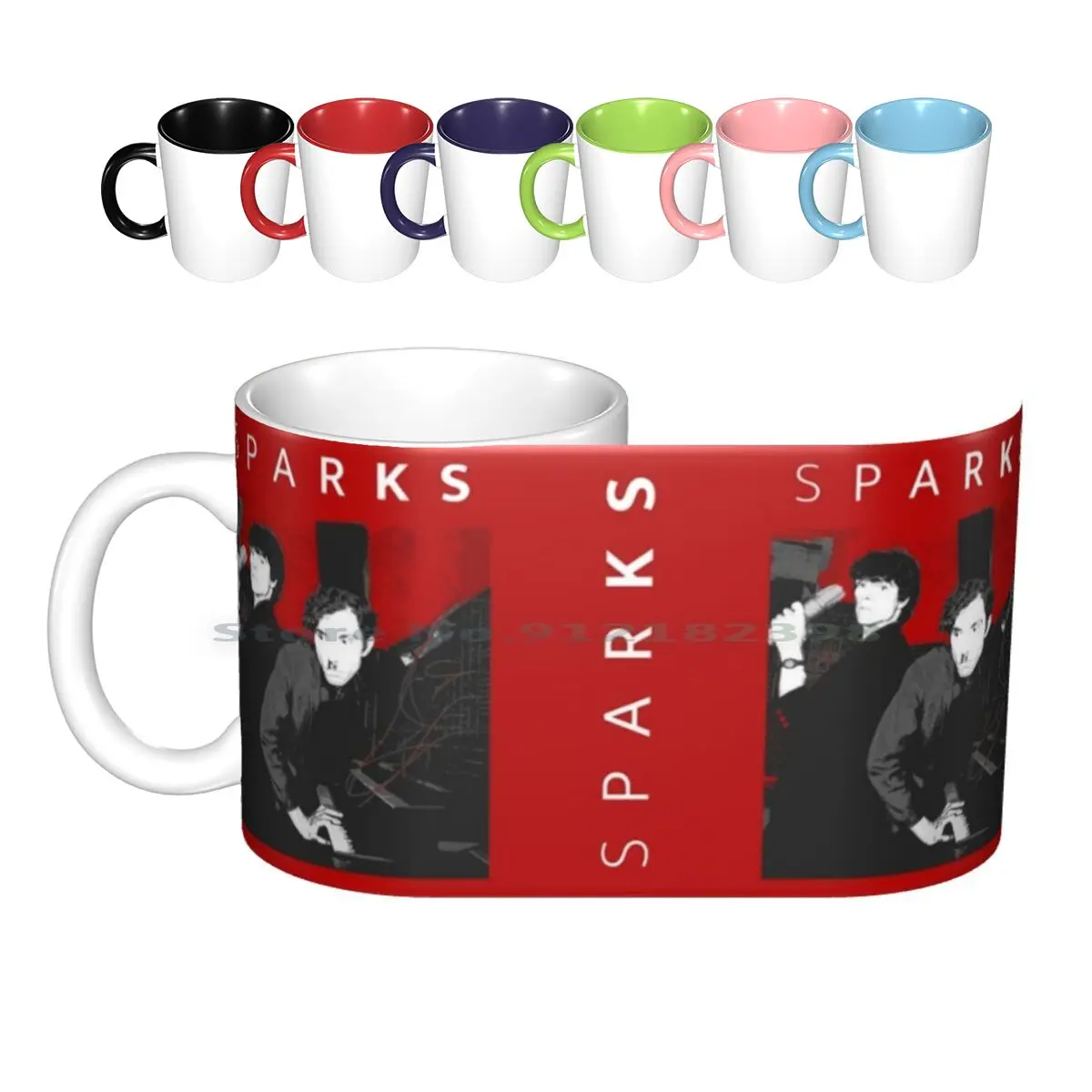 Sparks ( White Text ) Ceramic Mugs Coffee Cups Milk Tea Mug Sparks Band Russell Mael Ron Mael Mael Ron Russell 1970s 1980s