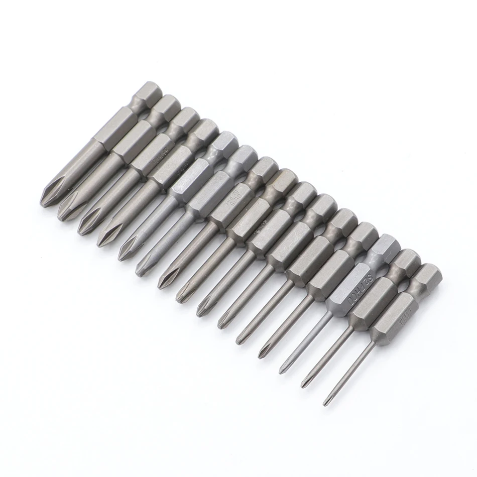15Pcs Set 50mm 1/4 punte esagonali a croce con codolo esagonale cacciavite elettrico utensili a mano cacciavite magnetico punta da trapano S2