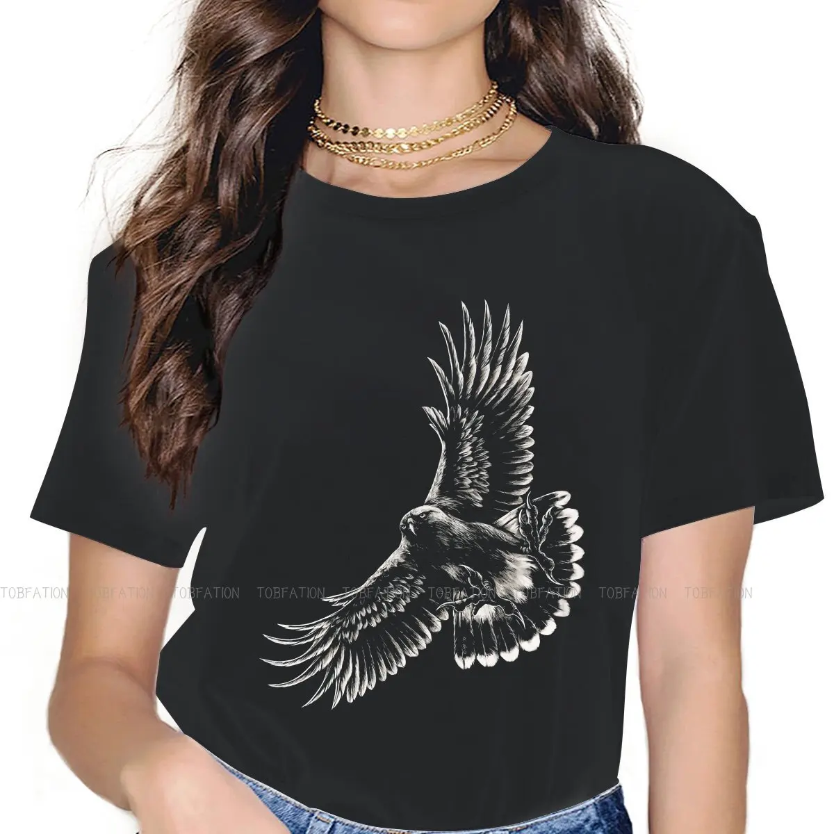 Mariposa the Harris Hawks Women's T Shirt Falconry Austringer Hawk Ladies Tees Harajuku O-neck Tops Basic Tshirt Oversized 5XL