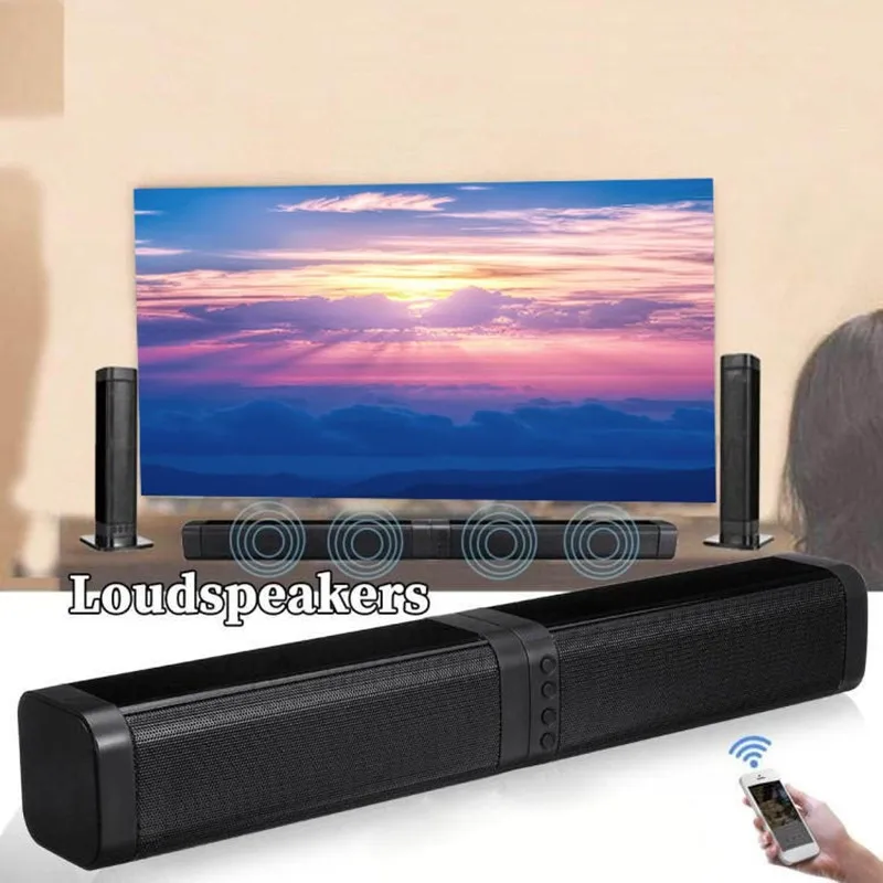 20W Wireless Bluetooth Speaker/ TV Soundbar Portable Sound Bar /Mini Strip Sound Speaker Separable Splicing 4D Stereo Subwoofer