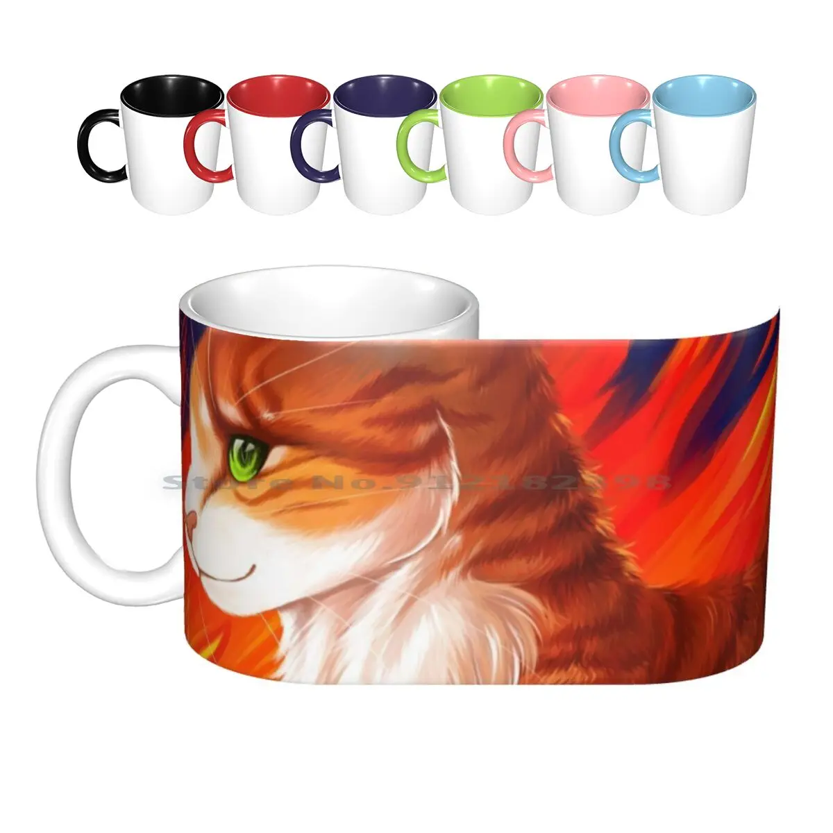 Firestar Print Ceramic Mugs Coffee Cups Milk Tea Mug Firestar Fireheart Thunderclan Firepaw Fire Cat Feline Animal Cats Leader