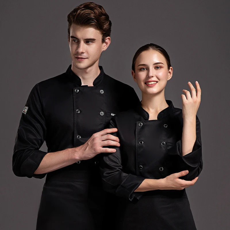 Food Service Long Sleeve Chef Jacket Professional Head Chef Uniform Restaurant Hotel Kitchen balck wihte Chef Uniform Chef Coat