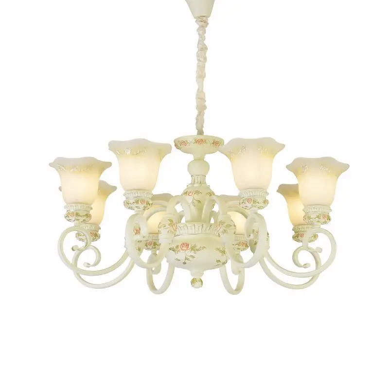 

European Style Retro 3/6/8/12 Heads Iron Resin Glass Chandelier Lamp Living Room Dining Room Bedroom Villa Hotel Clubhouse Light