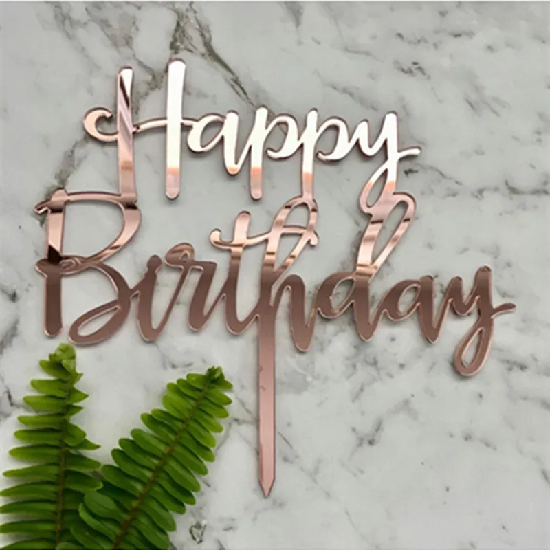 Gold Silber Alles Gute zum Geburtstag Kuchen Topper Acryl Klassische Geburtstag Cupcake Topper Dessert Dekoration für Baby Dusche Kuchen Liefert – Detail 5