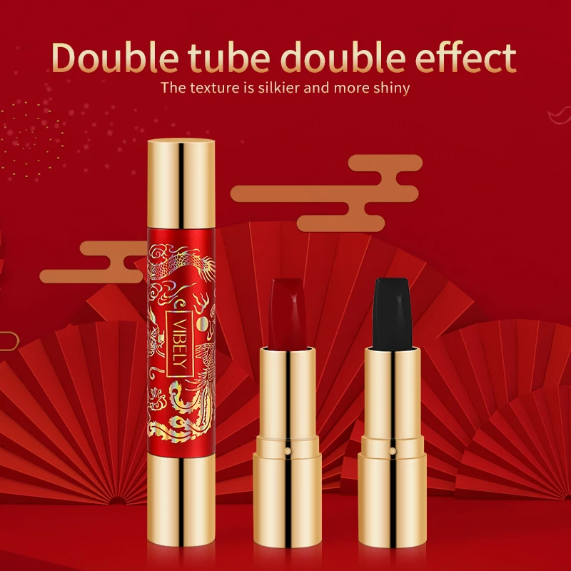 Double Head 6 Color Velvet Matte Lipstick Long lasting not fade Waterproof lipstick Lip Balm Sexy Lip Makeup Women Beauty Gift