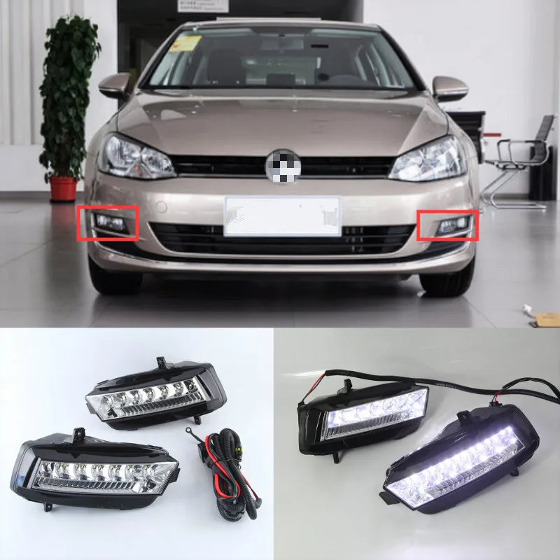 1 Set LED Daytime Running Light Car Accessories 12V DRL Fog Lamp cover For VW Volkswagen Golf 7 2013 2014 2015 2016