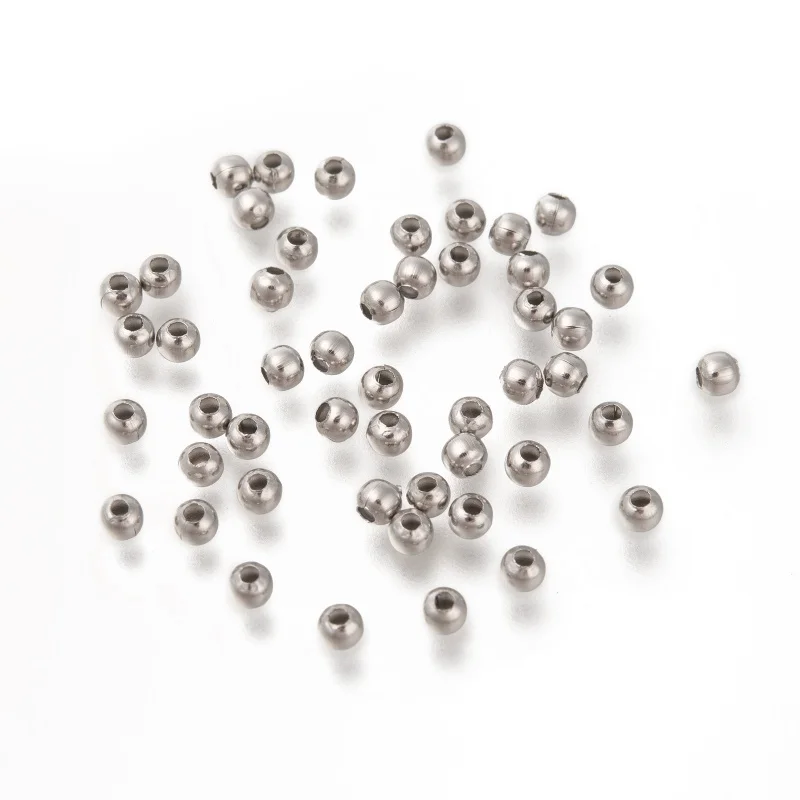 1000pcs Round 316 Stainless Steel Spacer Beads 3mm 4mm Loose Metal Bead for Jewelry Making DIY Bracelet Necklace Hole: 1-1.5mm