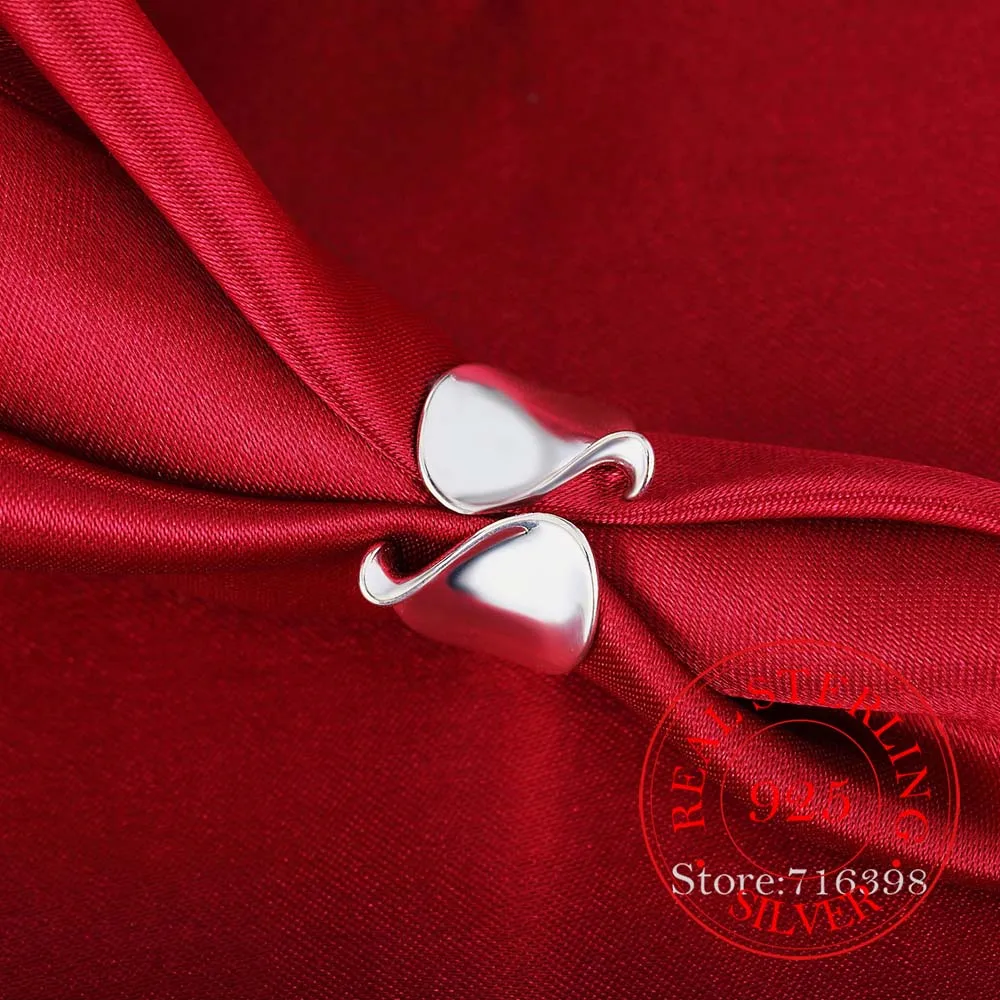 925 Sterling Silver Unikalny design Gładki pierścionek dla kobiet Biżuteria Piękny palec Regulowany otwarty pierścionek na prezent urodzinowy — zdjęcie 7