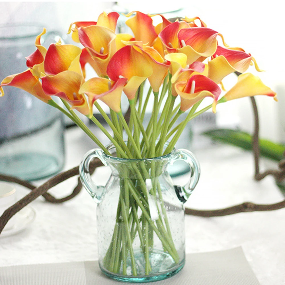 Real Touch Artificial Flower Head Calla Lily Pu Fake Flower Bouquet Garen Home Decor DIY Bridal Wedding Bouquet Party Decoration