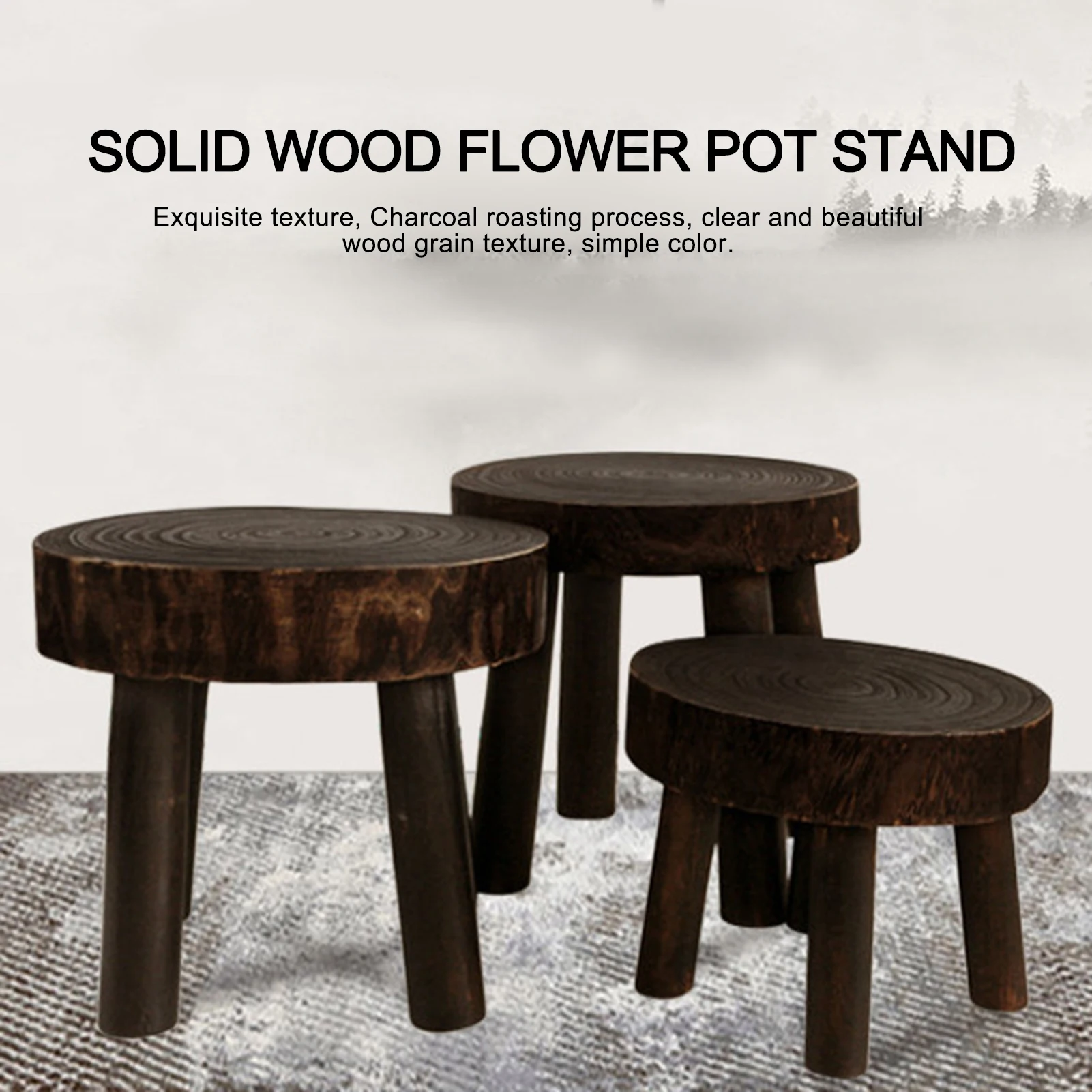 Plant Stand Flower Pot Base Holder Wooden Stool Balcony Succulent Flower Shelf Pot Trays For Home Furniture And Garden