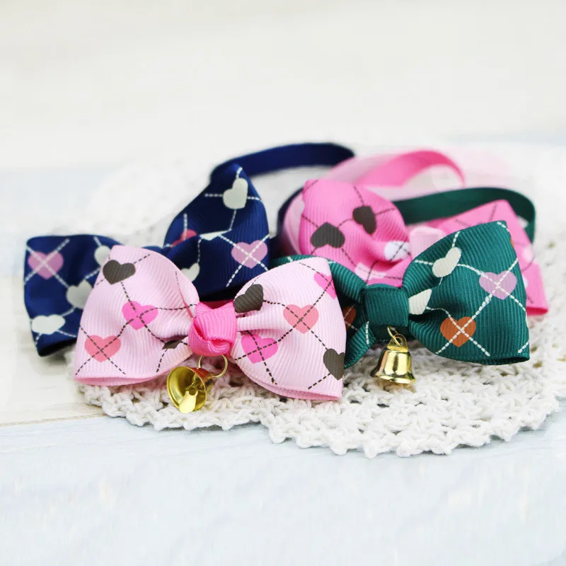 Christmas Dog Collar & Bell Fabric Female Male Puppy Pet Bow Tie Adjustable Cat Collar Tie Kitten Cute Pet Gift Supplies, 1 PCS