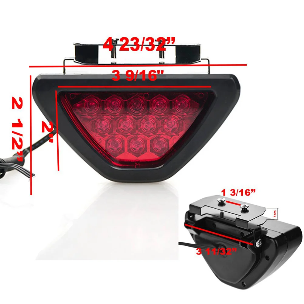 F1 نمط DRL الأحمر 12 LED الخلفية الذيل وقف الضباب الثلاثي ضوء الفرامل وقف مصباح السلامة محرك السيارة 12 عالية الطاقة LED أضواء الفرامل #4