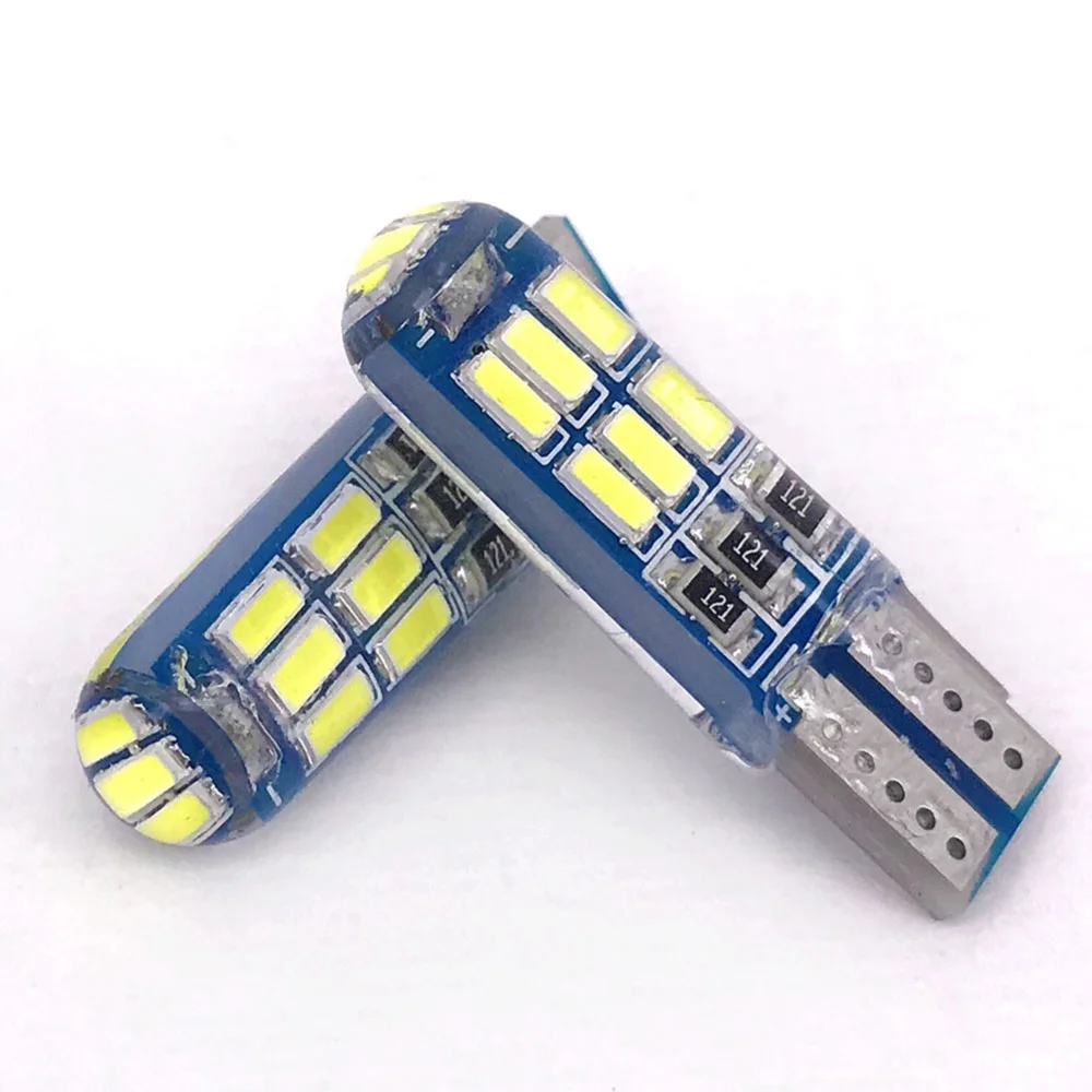 

100Pcs T10 Silicone 3014 15SMD Led W5W 192 168 Clearance Light Wedge Side Lamp Parking License Plate Bulb Car Styling