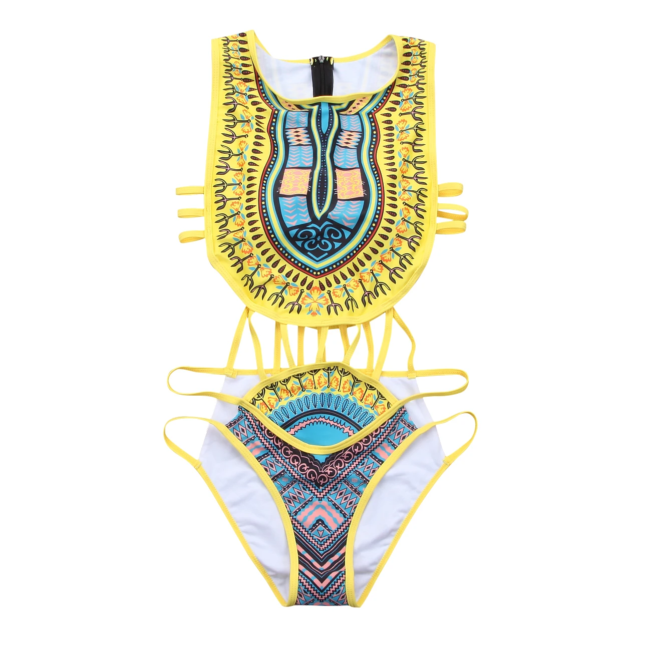 Frauen Ethnische Blumen Einteiligen Badeanzug Afrikanische Badeanzug Hohe Taille Print Cover Up Bikini Set Vintage Sexy Bademode Beachwear
