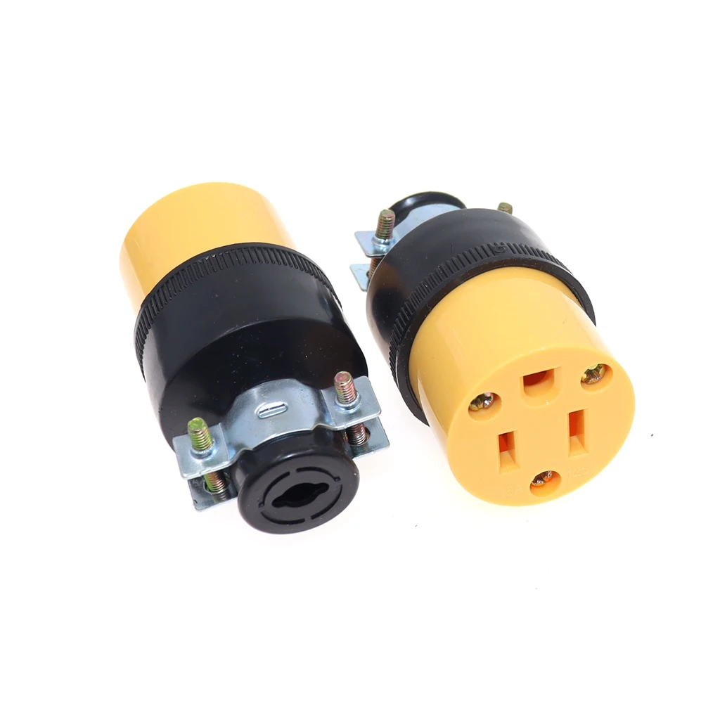 Extension Cord Electrical Wire Repair End 15 Amp 125V, US America NEMA 5-15P Male Female 3-Prong Grounding Replacement Connector