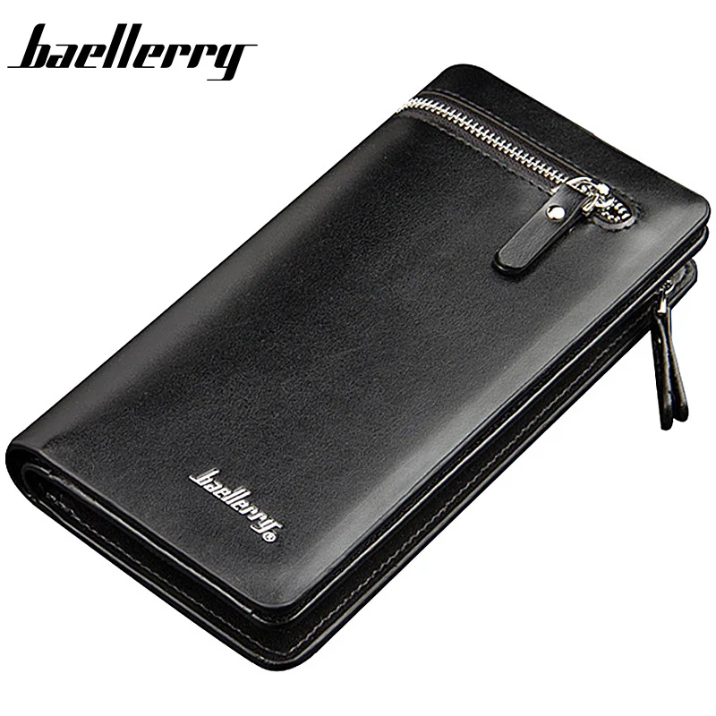 Baellerry Men Wallets Long Business Zipper PU Leather Large Capacity Phone Pocket Men Purse Multifunction Classic Male Wallet