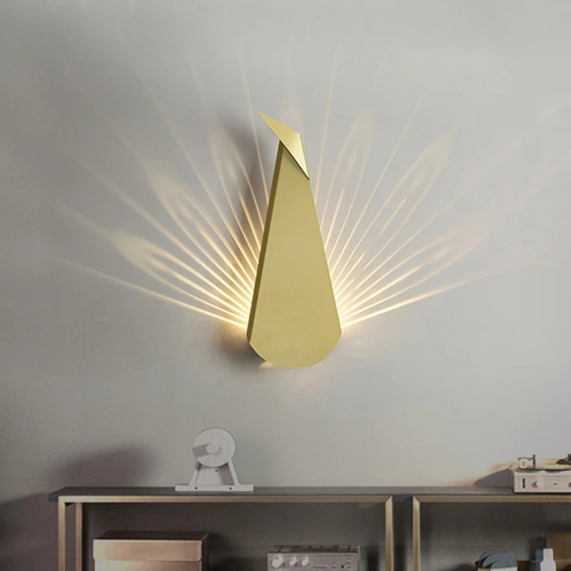 Modern Simple Peacock Wall Lamp Lights Led Indoor Lighting Fixtures Living Room Decoration Bedroom Designer Lamps Wall Sconce