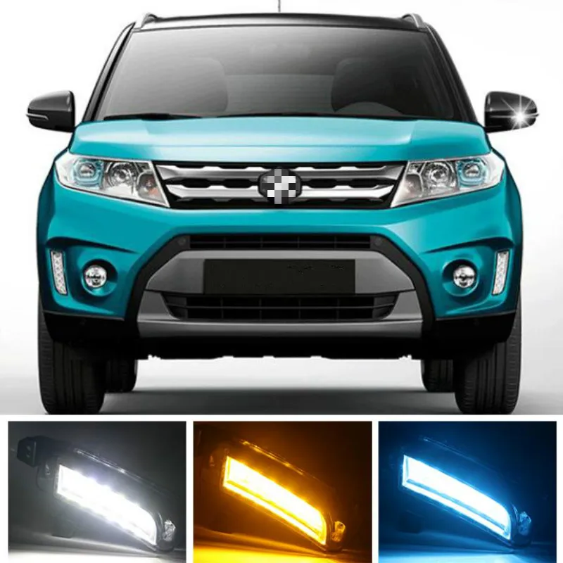 

2PCS Car LED Daytime Running Light DRL Fog lamp with yellow Turn Signal For Suzuki Vitara 2015 2016 2017 2018 2019 2020