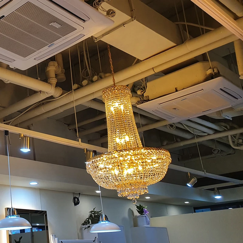 Empire Gold Crystal Chandelier for Foyer luxury kitchen island light Modern Staircase Ceiling light hanging Lamp cristal lustre