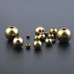 1pack 2/3/4/5/6/8mm Raw Brass Spacer Beads Ball Loose Bead for Charms Bracelets Jewelry Making Components Craft DIY