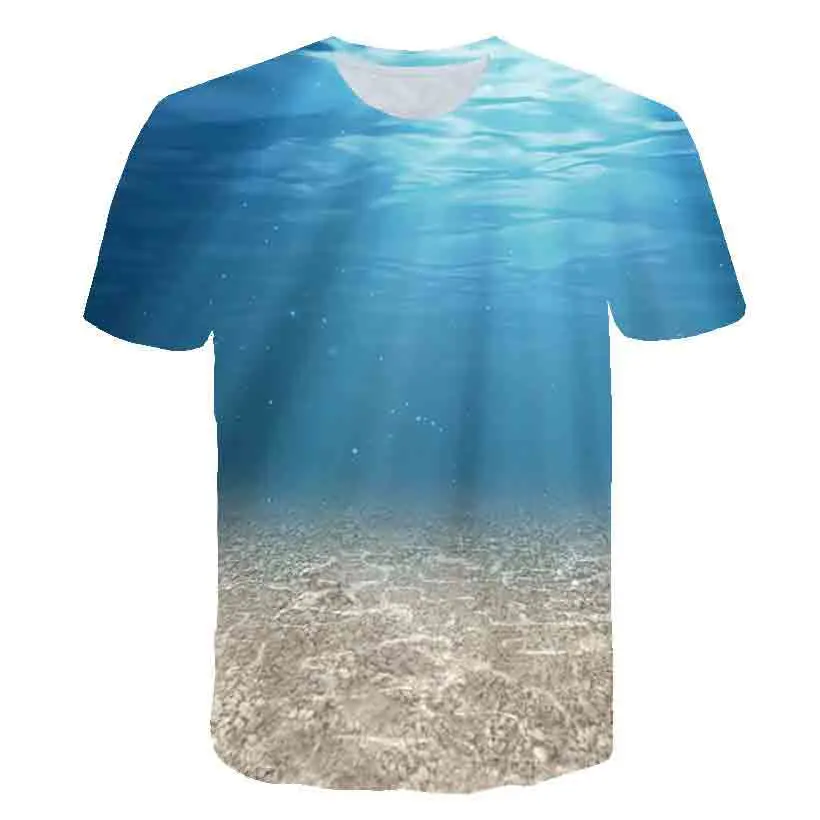 Summer Seaside Scenery Graphic t shirts Fashion men\'s t-shirts With Casual Beach Style 3D Print Nature Landscape Pattern T-shirt