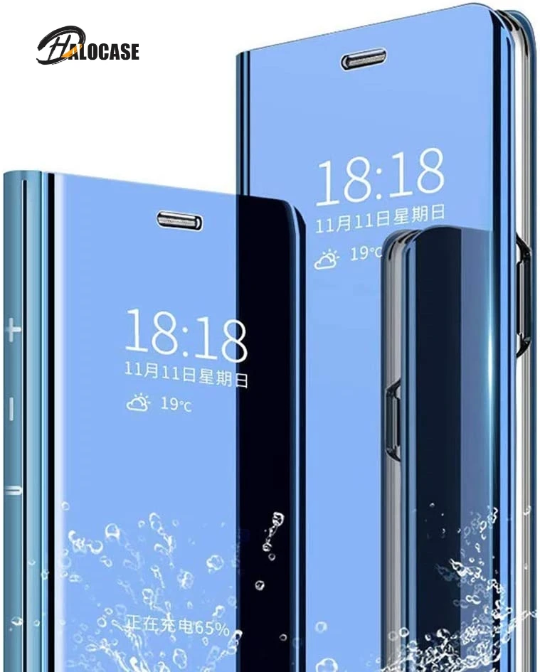 Smart Case Voor Samsung Galaxy S20 Ultra S10E Note10 S9 S8 Plus Clear View Venster Galvaniseren Plating Stand Flip folio Cover