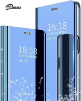 Smart Case For Samsung Galaxy S20 Ultra S10E Note 10 S9 S8 Plus Clear View Window Electroplate Plating Stand Flip Folio Cover