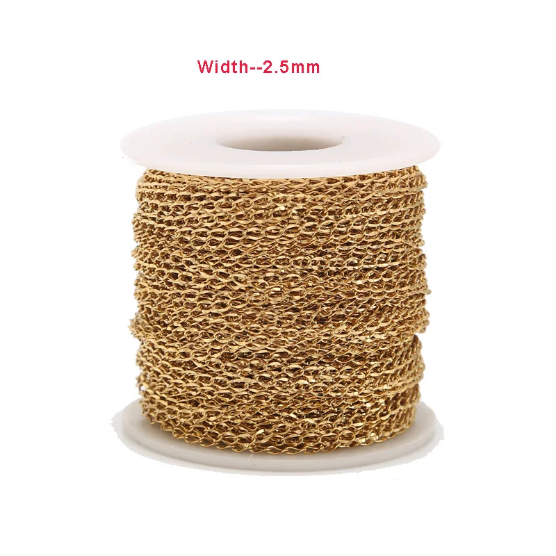 3M Stainless Steel Gold Plated 2.5mm Link Chain Necklace Bulk Cable Chain for DIY Jewelry Making Findings Necklace Bracelet