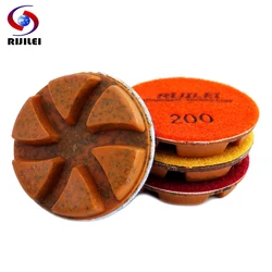 RIJILEI 4PCS/Set 3Inch Hybrid Rigid Copper Bond Diamond Polishing Pad for Granite Marble Concrete floor Dry/Wet Grindind Disc