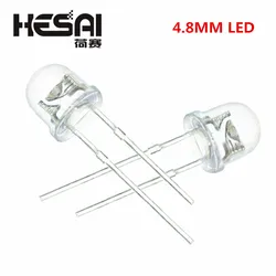 100PCS/lot LED 5mm Straw Gat White LEDs Light Emitting Diodes 4.8mm Water Clear Ultra Bright Wide Angle LED