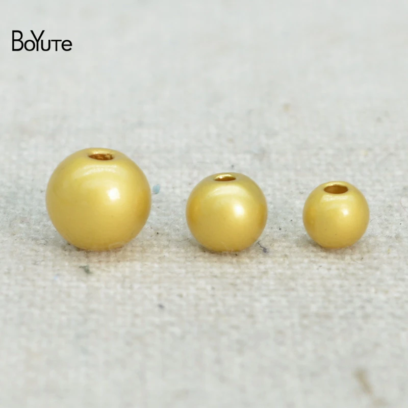 BoYuTe (50 Pieces/Lot) Matte Gold Plated 3-4-5-6mm Round Beads Handmade Bracelets Spacer Beads Diy Jewelry Accessories