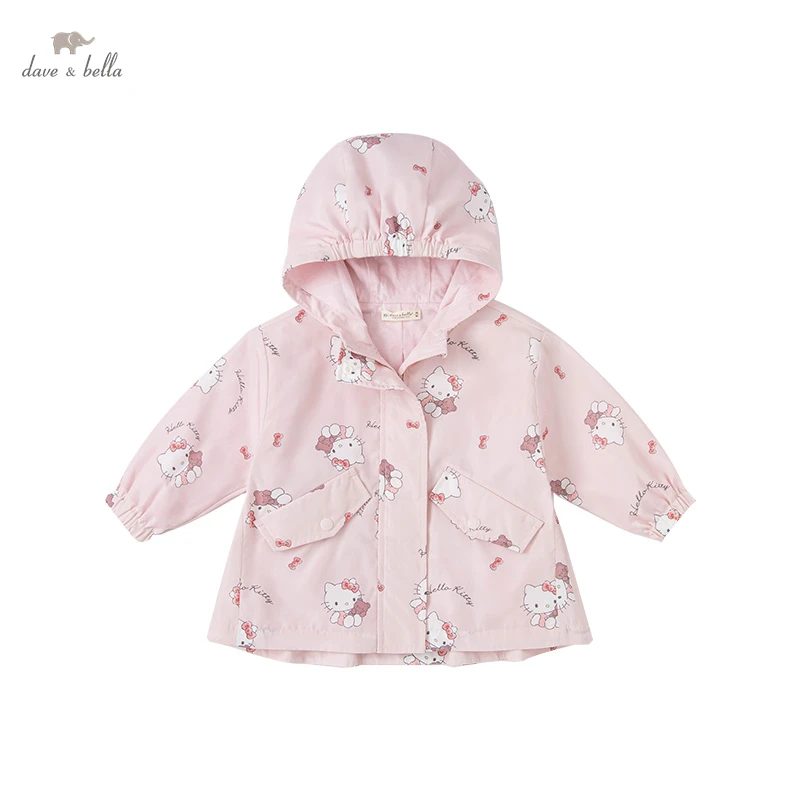 

DB1220848 dave bella spring baby girls fashion cartoon print hooded coat cute children girl tops infant toddler outerwear