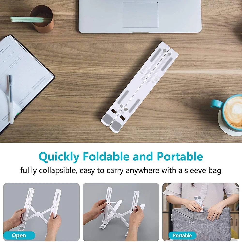 Portable Laptop Stand Plastic Foldable Notebook Holder for Macbook Pro Adjustable Cooling Base Laptop Bracket Phone Stand