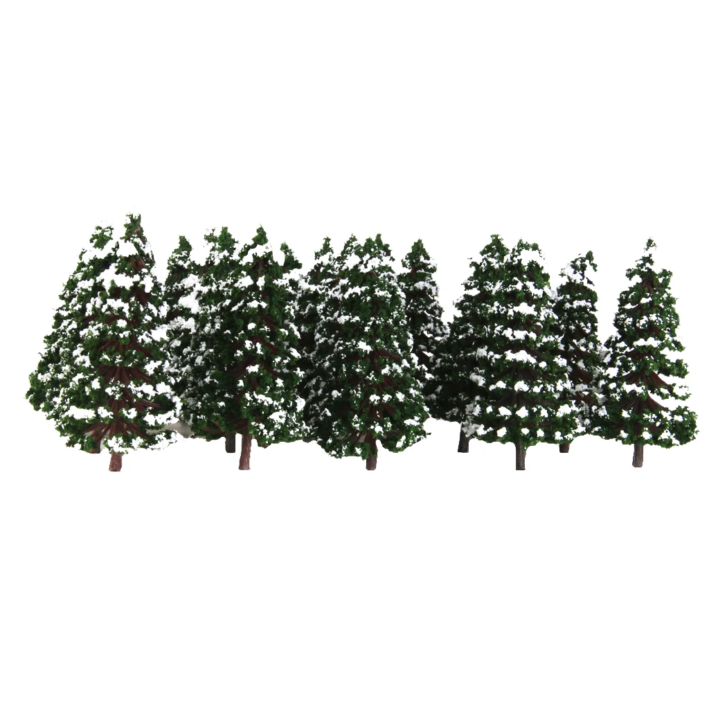 20 Pine Trees Winter White Snow Model Train Railroad Scenery Landscape 8cm