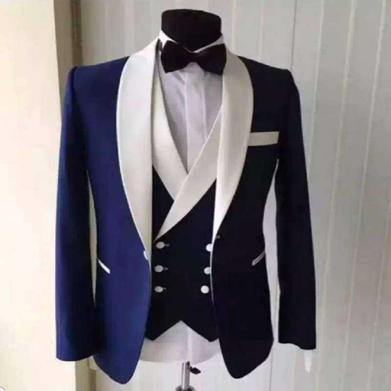 Novidade terno masculino de um botão padrinho lapela blazer blazer (jaqueta + calça + colete + gravata)