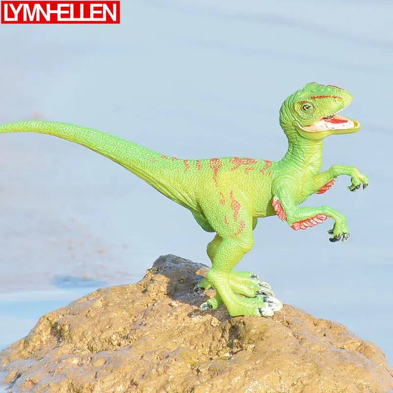 New 1 Pcs Simulation Green Velociraptor Movable Jaw Dinosaur Model Collection Action Figure Figurine Children Toys Birthday Gift