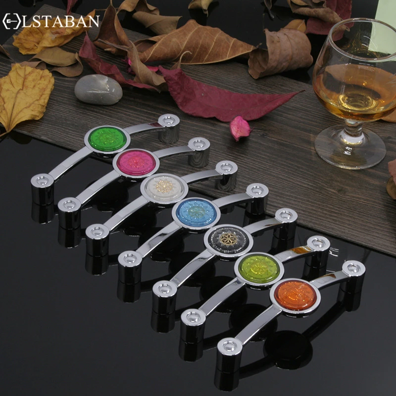 Modern Simple Color Crystal Bright Chrome Zinc Alloy Door Knob Cabinet Wardrobe Drawer Handle Furniture Accessories