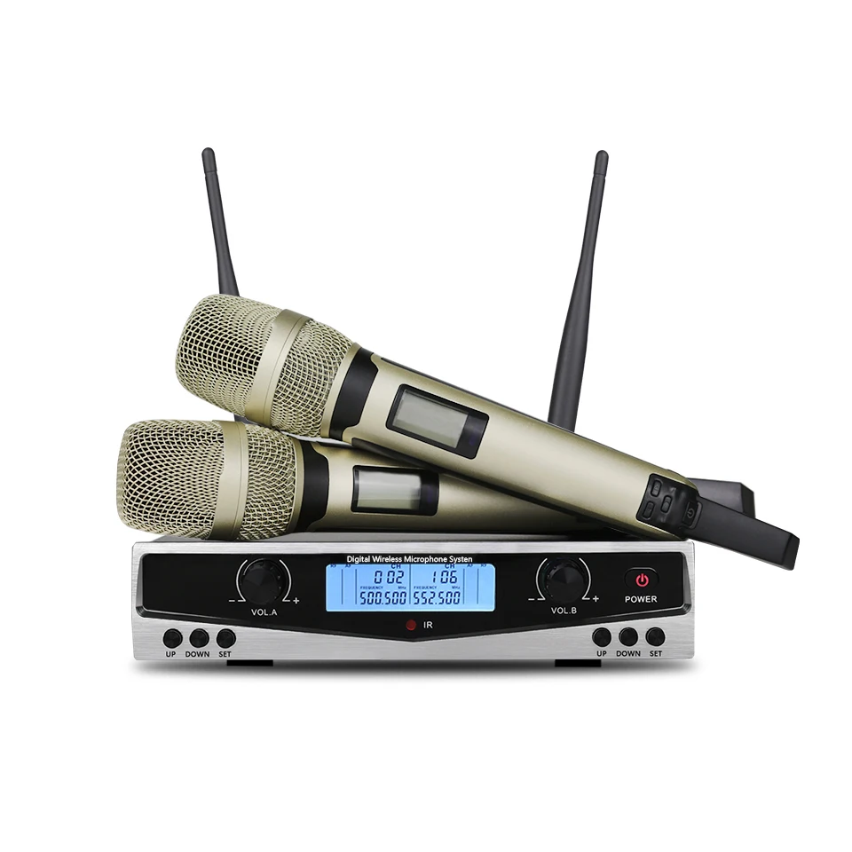 New 500-599MHz SKM9100 Stage Performance Home KTV High Quality UHF Professional Dual Wireless Microphone System Dynamic