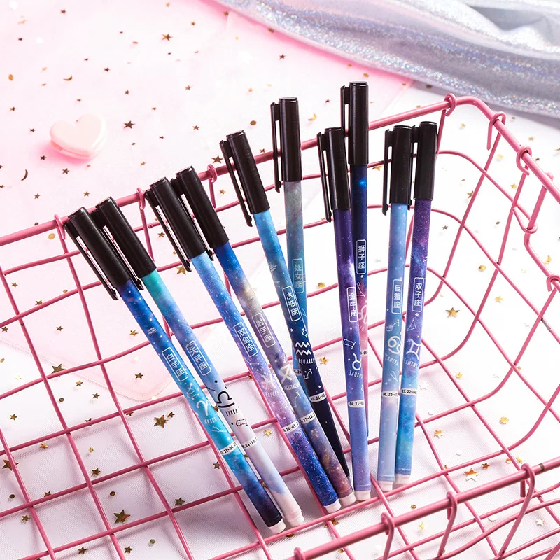 3pcs Constellation Gel Pen Novelty 0.5mm Starry Black Ink Pen for Girl Gift Student Stationery School Writing Office Supplies