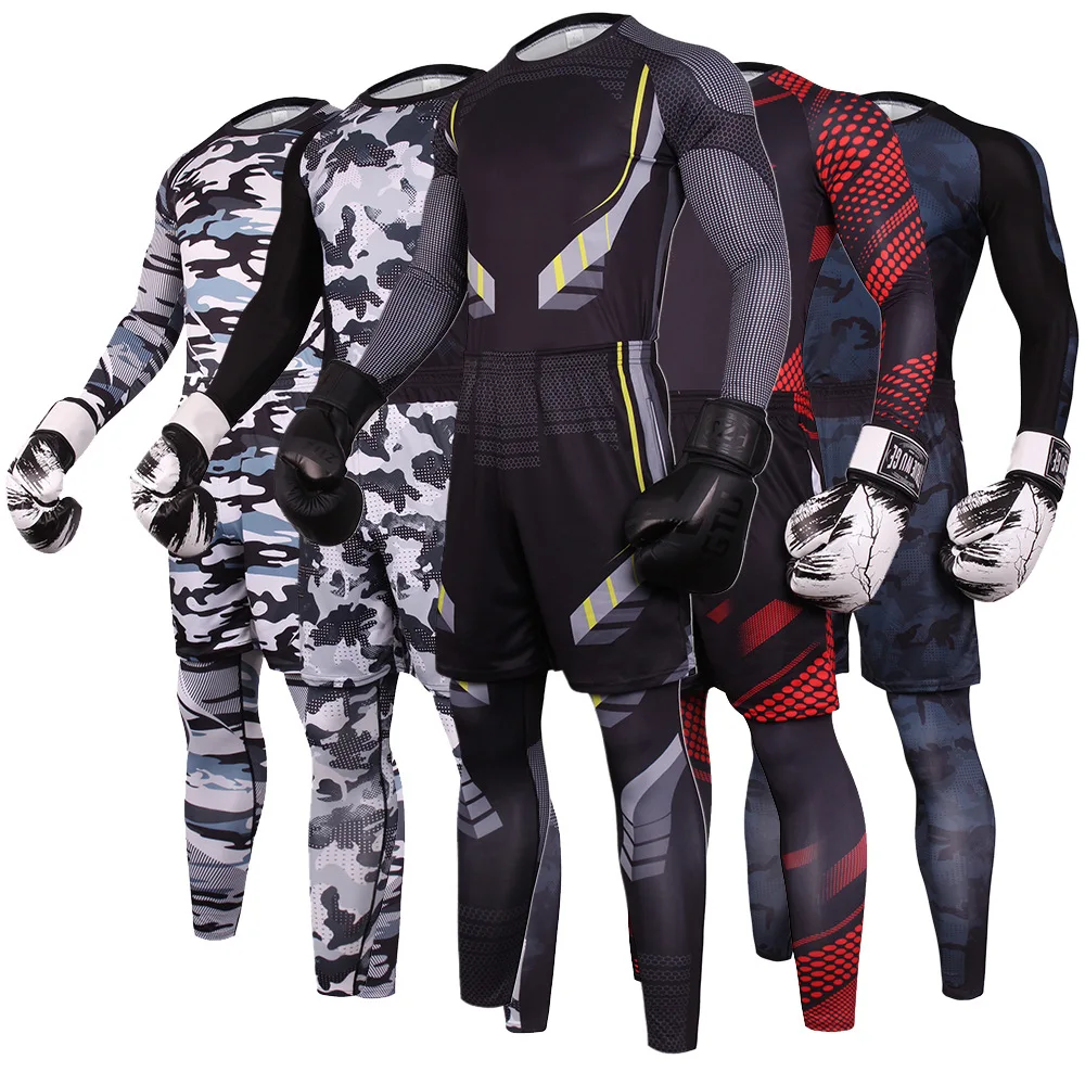 Gym Clothing Men Compression Shirt Pants Shorts Sport Suit Quick Dry Fit Basketball Jersey Workout Fitness Running Set Tracksuit image 3