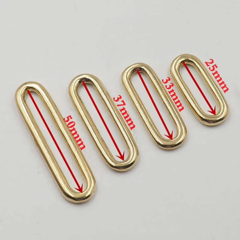 2 PCS 20-51mm Solid Brass Close End Seamless connection Oval Ring For Strapping Bag Collar Belt Leather Craft Accessories