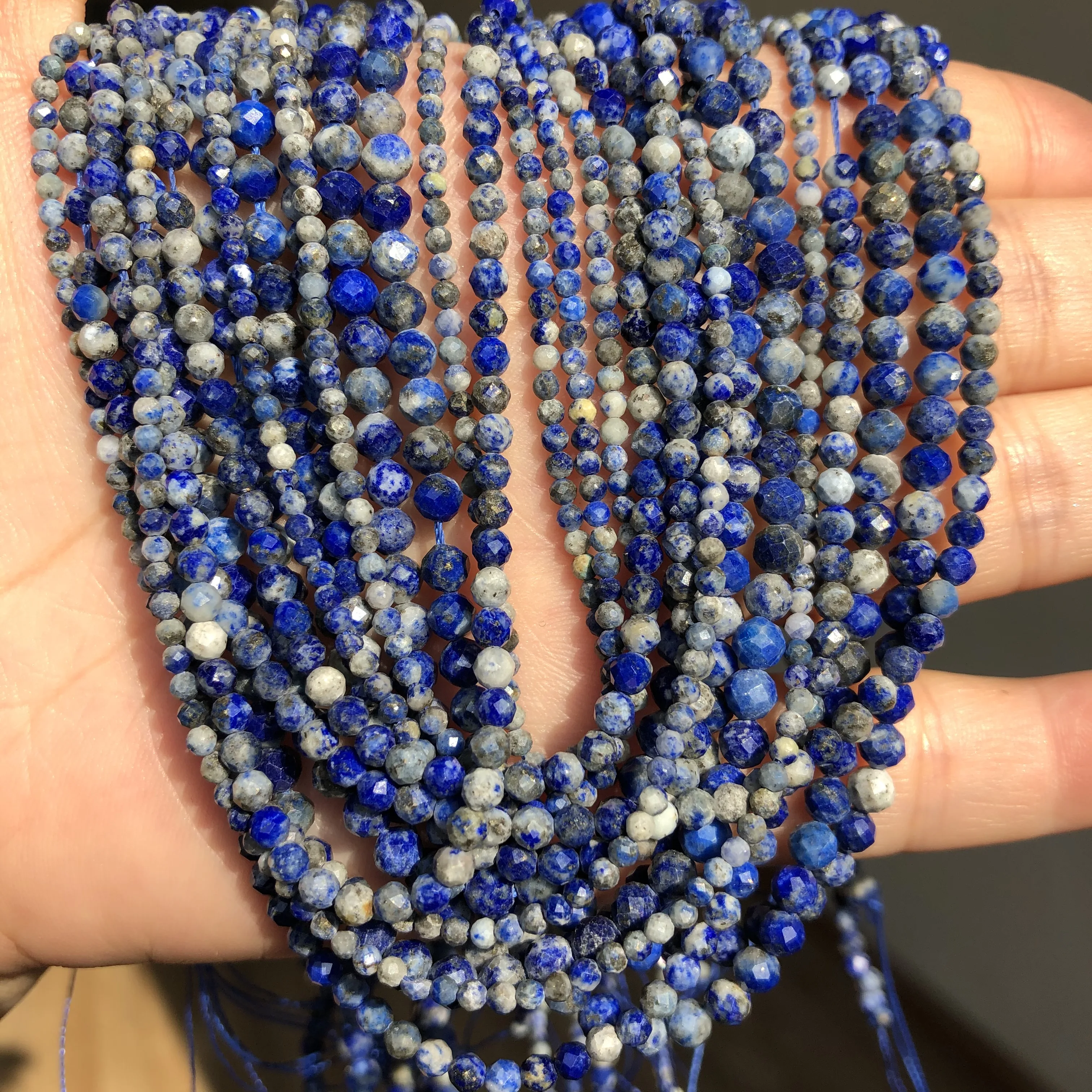 Natural100% Blue Lapis Lazuli Stone Beads Loose Rondelle Small Beads For Jewelry Making Diy Needlework Bracelet Necklace 2/3/4mm