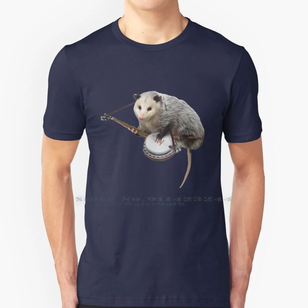 Opossum Playing Banjo T Shirt Cotton 6XL Minimalist Music Popular Weird Small Animal Rodent Cool Possum Nice Pretty Artsy