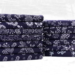 Ethnic Fabric Batik Printed Blue Floral Cloth Vintage For DIY Handmade Sewing Home Decoration Accessories for Furniture Per Half