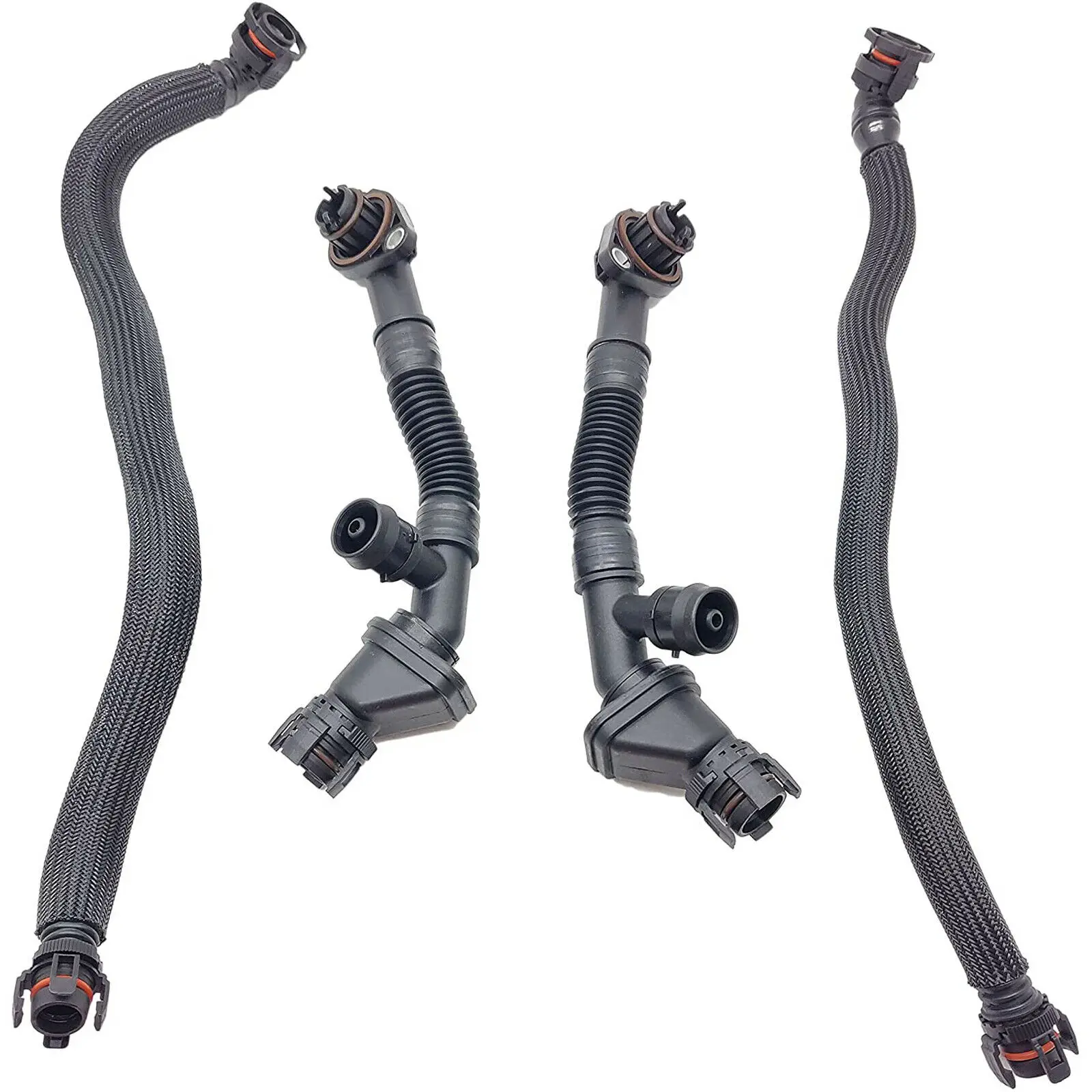 4 LH & RH Ngực Ống Lồng Vắt Thông Hơi Ống Cho Xe BMW 550i 650i 750i 750Li Alpina B7 X5 X6 11157575640 11157575641