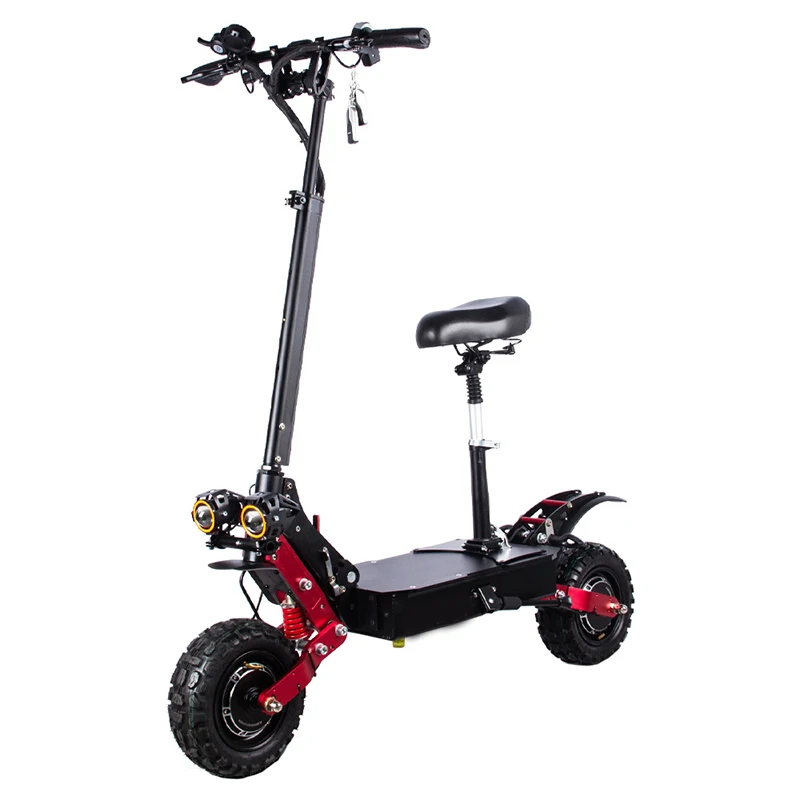 Geofought 60V 5600W  Strong Power Fast  Dual Engine Max Speed 80kmh Electric Scooter with 11inch Off Road Tire